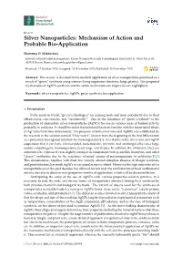 Silver Nanoparticles: Mechanism of Action and Probable Bio-Application