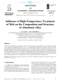 Influence of High-Temperature Treatment of Melt on the Composition and Structure of Aluminum Alloy