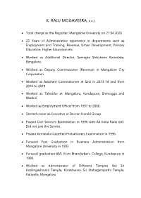 K. Raju Mogaveera, K.A.S