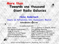 One Thousand Giant Radio Galaxies Towards More Than