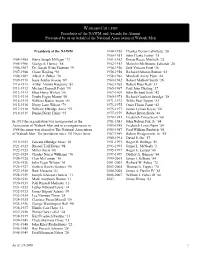 Presidents of the NAWM and Awards for Alumni Presented by Or on Behalf of the National Association of Wabash Men