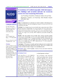 Tive Findings and Neonatal Outcome in Caesarean Section for Non