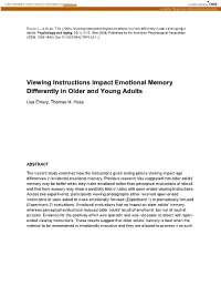 Viewing Instructions Impact Emotional Memory Differently in Older and Younger Adults