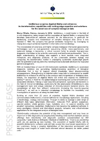 Biomérieux Acquires Applied Maths and Enhances Its Bioinformatics Capabilities with Cutting-Edge Expertise and Solutions for the Smart Use of Complex Biological Data