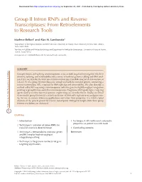 Group II Intron Rnps and Reverse Transcriptases: from Retroelements to Research Tools