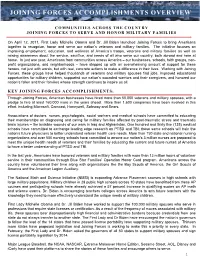 Joining Forces Accomplishments Overview