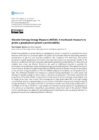 Wavelet Entropy Energy Measure (WEEM): a Multiscale Measure to Grade a Geophysical System's Predictability