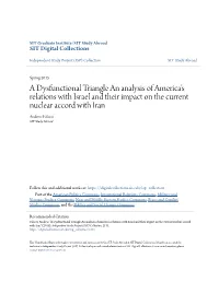 A Dysfunctional Triangle an Analysis of America's Relations with Israel