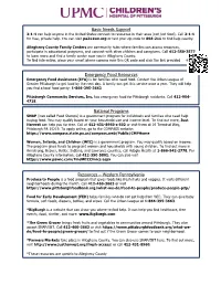 Basic Needs Support Emergency Food Resources National Programs