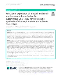 Functional Expression of a Novel Methanol-Stable Esterase From