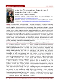 Incorporating a Deeper Temporal Perspective Into Modern Ecology Felisa A