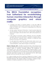 The BBVA Foundation Recognizes Ivan Sutherland for Revolutionizing Human-Machine Interaction Through Computer Graphics and Virtual Reality