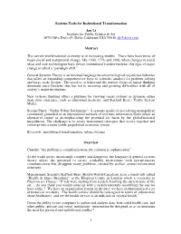 1 Systems Tools for Institutional Transformation Jon