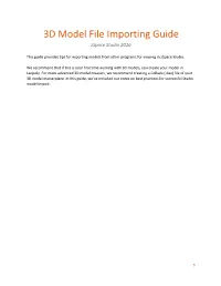 3D Model File Importing Guide Zspace Studio 2016