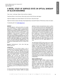 A Model Study of Surface State on Optical Bandgap of Silicon Nanowires