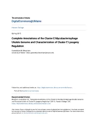 Complete Annotations of the Cluster E Mycobacteriophage Ukulele Genome and Characterization of Cluster E Lysogeny Regulation