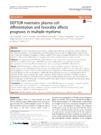 DEPTOR Maintains Plasma Cell Differentiation and Favorably Affects Prognosis in Multiple Myeloma Dalia Quwaider1,3, Luis A