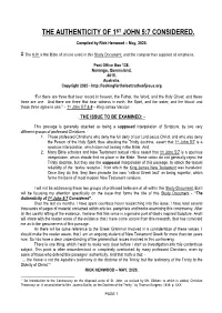 The Authenticity of 1St John 5:7 Considered