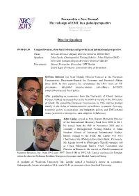 The Redesign of EMU in a Global Perspective Bios for Speakers