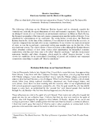 1 Disaster Anarchism: Hurricane Katrina and the Shock of Recognition [This Is a Final Draft of the Text That Later Appeared As C