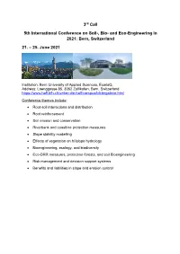 3Rd Call 5Th International Conference on Soil-, Bio- and Eco-Engineering