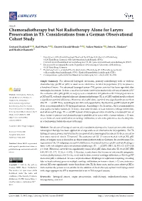 Chemoradiotherapy but Not Radiotherapy Alone for Larynx Preservation in T3
