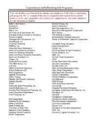 Corporations with Matching Gift Programs