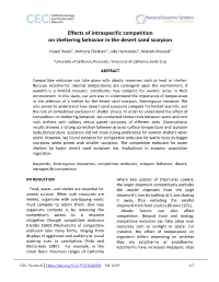 Effects of Intraspecific Competition on Sheltering Behavior in the Desert Sand Scorpion