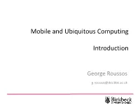 Mobile and Ubiquitous Computing Introduction