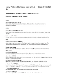 New Year's Honours List 2013