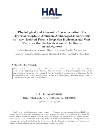 Physiological and Genomic Characterization of a Hyperthermophilic Archaeon Archaeoglobus Neptunius Sp
