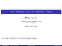Python and Epics: Channel Access Interface to Python