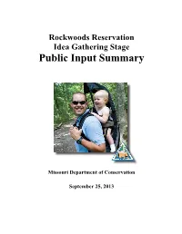 Rockwoods Reservation Idea Gathering Stage Public Input Summary