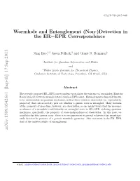 Wormhole and Entanglement (Non-)Detection in the ER=EPR Correspondence