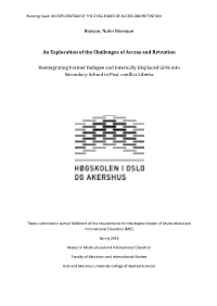 Boayue, Nuhn Monique an Exploration of the Challenges of Access and Retention Reintegrating Former Refugee and Internally Displa