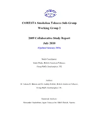 CORESTA Smokeless Tobacco Sub-Group Working Group 2 2009