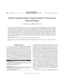 Isolation and Phenotypic Characterization Ofalysicarpus From