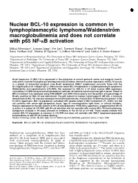 Nuclear BCL-10 Expression Is Common in Lymphoplasmacytic Lymphoma/Waldenstro¨ M Macroglobulinemia and Does Not Correlate with P65 NF-Jb Activation