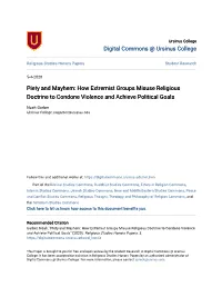 Piety and Mayhem: How Extremist Groups Misuse Religious Doctrine to Condone Violence and Achieve Political Goals