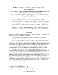 The Relation of Penitence to Oblation in the Eucharistic Offertory by Cyril H