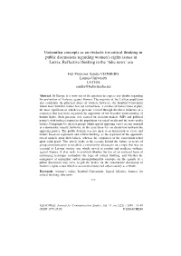 Unfamiliar Concepts As an Obstacle for Critical Thinking in Public Discussions Regarding Women’S Rights Issues in Latvia