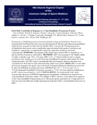 Heart Rate Variability in Response to a 3-Day Kumbhaka Pranayama Practice Tara N