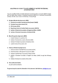 Qualifying As a Ca(Sa) If You Are a Member of Another Professional Accountancy Body