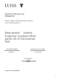Smart Speakers' Adoption: Technology Acceptance Model and the Role Of