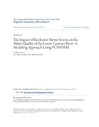 The Impact of Rochester Storm Sewers on the Water Quality of the Lower Genesee River: a Modeling Approach Using PCSWMM