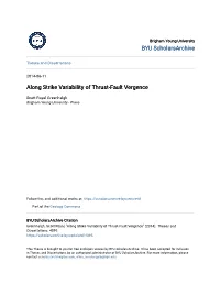 Along Strike Variability of Thrust-Fault Vergence