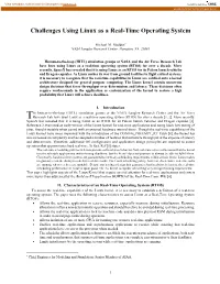 Challenges Using Linux As a Real-Time Operating System