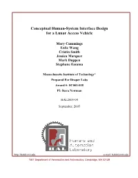 Conceptual Human-System Interface Design for a Lunar Access Vehicle