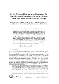 Recent Advances in Language Acquisition