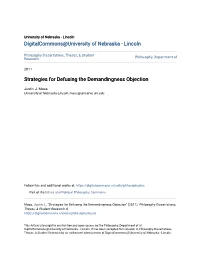 Strategies for Defusing the Demandingness Objection